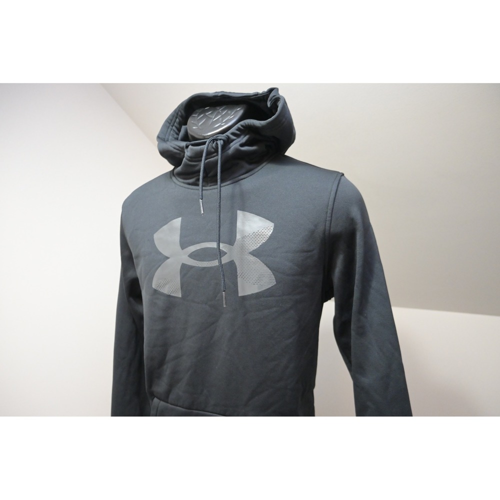 Under Armour Hoodie Mens Small Black ColdGear Scuba Neck Reflective Excellent
